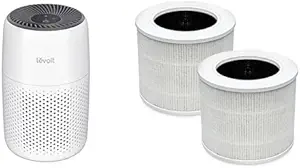 LEVOIT Core Mini Air Purifier with 2-Pack Replacement Filters - Compact Design, VortexAir Technology, 3-Stage Filtration for Allergens, Odors, and Pet Dander Removal