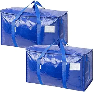 TICONN Extra Large Moving Bags 2-Pack with Zippers & Handles - Heavy-Duty Storage Totes for Space-Saving Moving