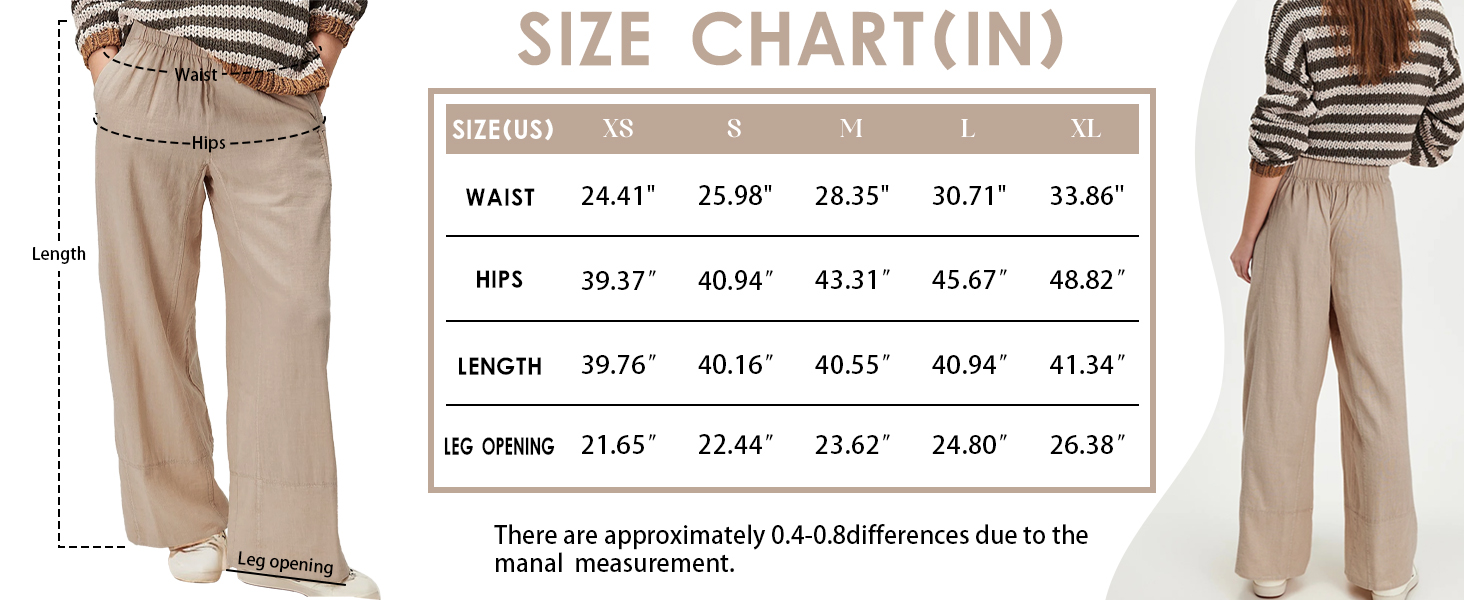 Women's Linen Cotton Baggy Boho Palazzo Pants – Wide Leg Casual Lounge Trousers with Pockets6
