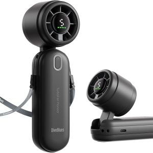 Diveblues iTurbo Portable Handheld Fan: 5-Speed Rechargeable Mini Fan with LED Display and Powerful Turbo Airflow for Travel and Beach Essentials