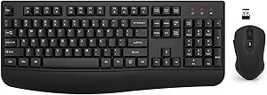 Ergonomic Wireless Keyboard and Mouse Combo - EDJO 2.4G Full-Size with Wrist Rest & Adjustable DPI Mouse for Windows and Mac OS Computers