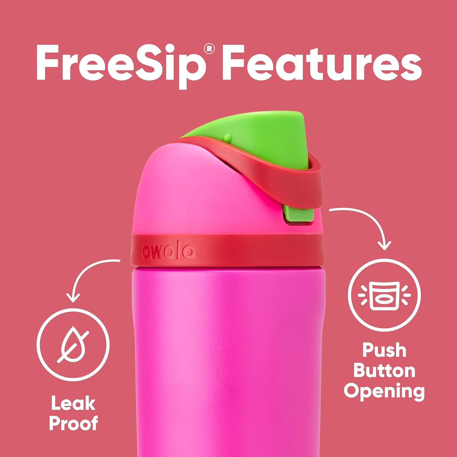 Owala FreeSip Insulated Stainless Steel Water Bottle - The Perfect Kids' Water Bottle That Keeps Drinks Cold for 24 Hours