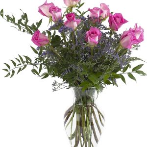 Decorative Glass Flower Vase 10 5/8″ with Flower Guide – Perfect for Floral Arrangements, Weddings, Home Decor, and Office by Floral Supply Online (Clear)