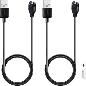 Replacement Charger for Garmin Vivoactive Smartwatch – Compatible with Models 6, 5, 4, 4S, 3 – Includes White Silicone Anti-Dust Plug (2 Pack)