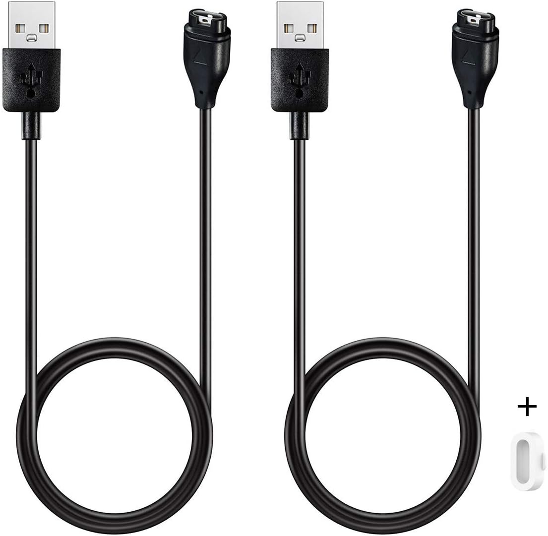 Replacement Charger for Garmin Vivoactive Smartwatch - Compatible with Models 6, 5, 4, 4S, 3 - Includes White Silicone Anti-Dust Plug (2 Pack) 2 Replacement Charger for Garmin Vivoactive Smartwatch - Compatible with Models 6, 5, 4, 4S, 3 - Includes White Silicone Anti-Dust Plug (2 Pack)