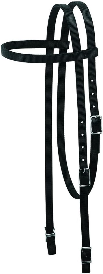 Black Weaver Leather Nylon Browband Headstall for Horses (Model 35-2003-BK)