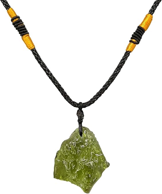 Handmade Moldavite Crystal Necklace for Men and Women - Irregular Stone Pendant with Energy Healing Properties 2 Handmade Moldavite Crystal Necklace for Men and Women - Irregular Stone Pendant with Energy Healing Properties