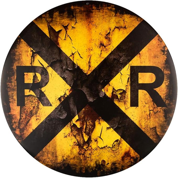 Dojune Vintage Railroad Crossing Novelty Metal Sign - Wholesale Circular Design