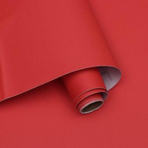 Matte Red Contact Paper 15.7”×236” – Thick, Opaque, Waterproof, Peel and Stick Vinyl for Wall, Table, and Door Decoration