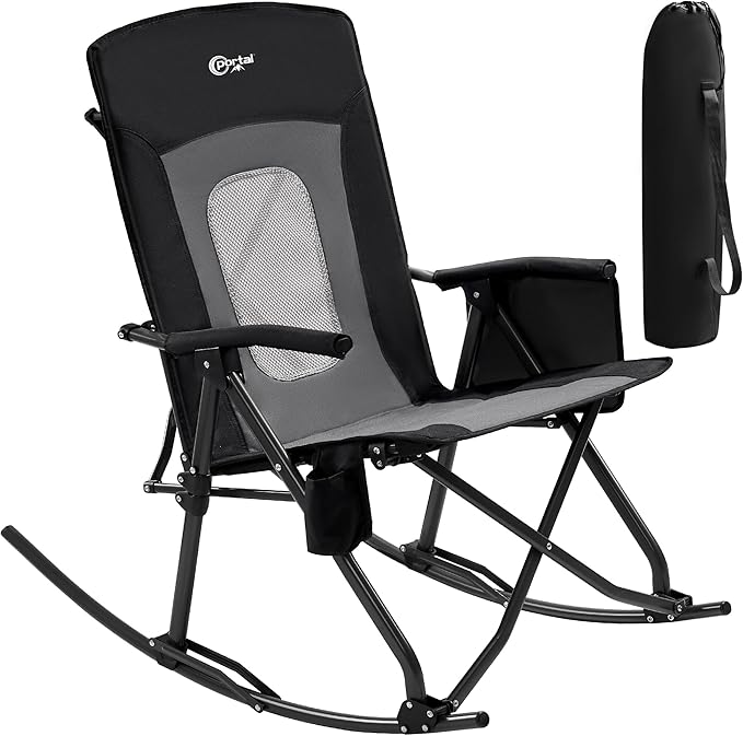 PORTAL Heavy-Duty Oversized Folding Rocking Chair for Camping | Portable Outdoor Rocker with High Back, Sturdy Armrests, and Carry Bag - Supports Up to 400 lbs, Breathable Mesh Design 2 PORTAL Heavy-Duty Oversized Folding Rocking Chair for Camping | Portable Outdoor Rocker with High Back, Sturdy Armrests, and Carry Bag - Supports Up to 400 lbs, Breathable Mesh Design