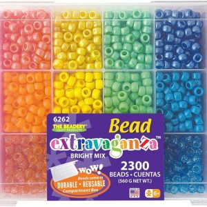 Beadery B6262 Sparkles Pony Bead Box | Approximately 2300 Assorted Pony Beads for Creative Crafts