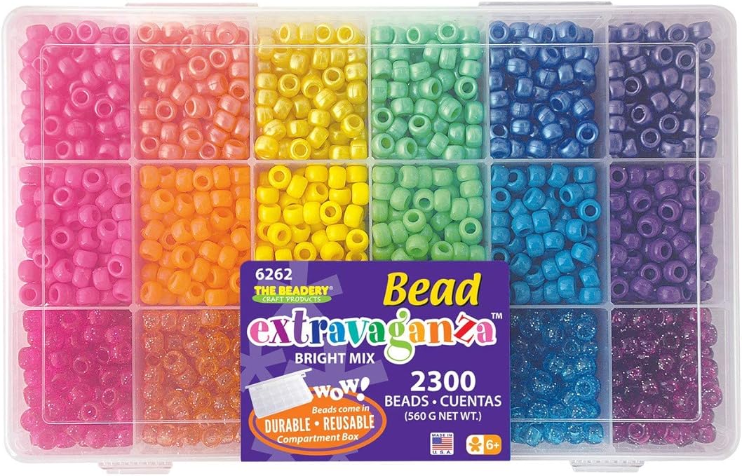 Beadery B6262 Sparkles Pony Bead Box | Approximately 2300 Assorted Pony Beads for Creative Crafts 2 Beadery B6262 Sparkles Pony Bead Box | Approximately 2300 Assorted Pony Beads for Creative Crafts