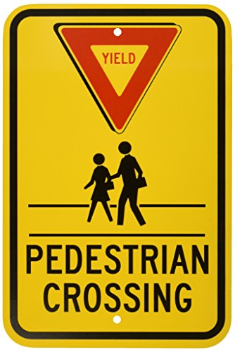 Brady 124399 Yield Pedestrian Crossing Traffic Control Sign | 18" x 12" | Black and Red on Yellow Background