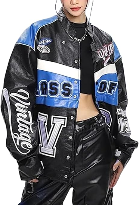 Vamtac Oversized Leather Racing Varsity Jacket - Vintage Letterman Bomber Coat for Trendy Streetwear Style 2 Vamtac Oversized Leather Racing Varsity Jacket - Vintage Letterman Bomber Coat for Trendy Streetwear Style