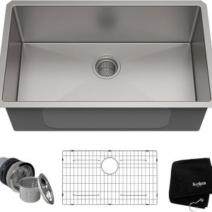 KRAUS 30-Inch Undermount Single Bowl Kitchen Sink – Durable 16 Gauge Stainless Steel, Model KHU100-30