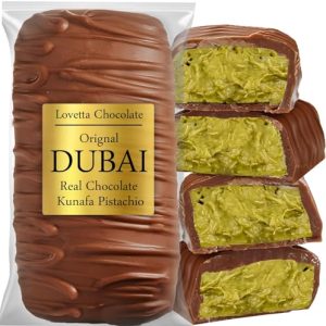 Indulge in Dubai Chocolate Bar with Pistachio Knafeh: Premium Milk Chocolate with Fresh Pistachio Cream Filling – Individually Wrapped (1 Pack)