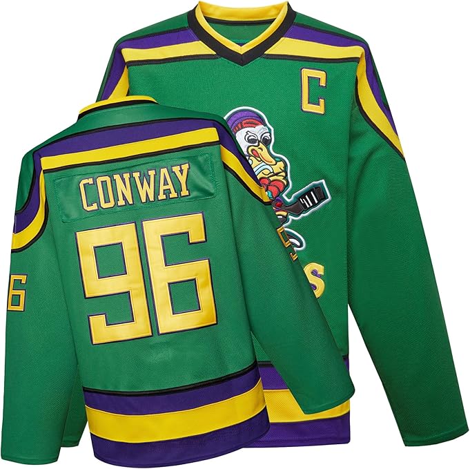 Mighty Ducks Ice Hockey Jerseys: Charlie Conway #96 & Adam Banks #99 - 90s Hip Hop Style S-XXL for Parties 2 Mighty Ducks Ice Hockey Jerseys: Charlie Conway #96 & Adam Banks #99 - 90s Hip Hop Style S-XXL for Parties