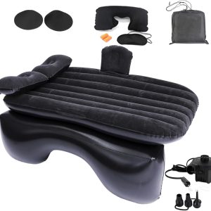 Portable Inflatable Car Air Mattress for Back Seat: Thickened Travel Bed with Pump for SUVs and Camping