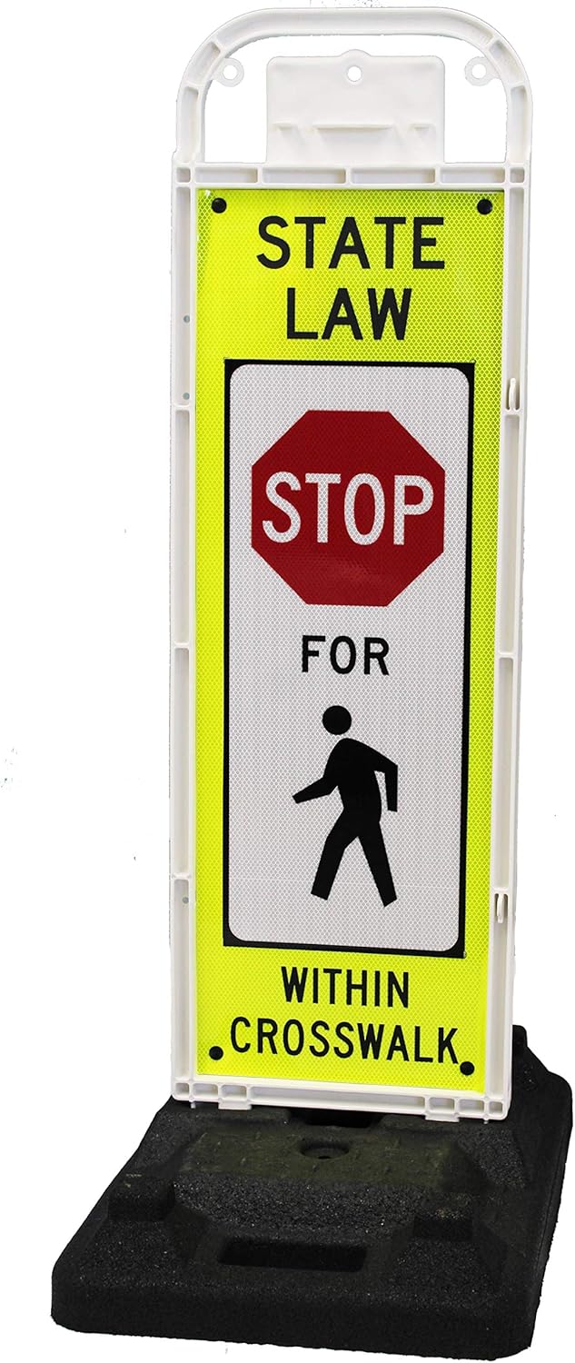 Pedestrian Crossing Sign for School Zones: MUTCD Compliant U-Frame with 37lb U-Base (Sign and Base Shipped Separately)
