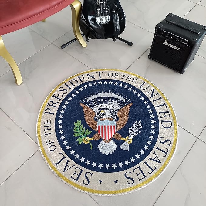 United States of America Rug: Seal of the President with American Eagle Design for Living Room, Bedroom, Kitchen, and Office (Economic Quality, 2x2 ft.)