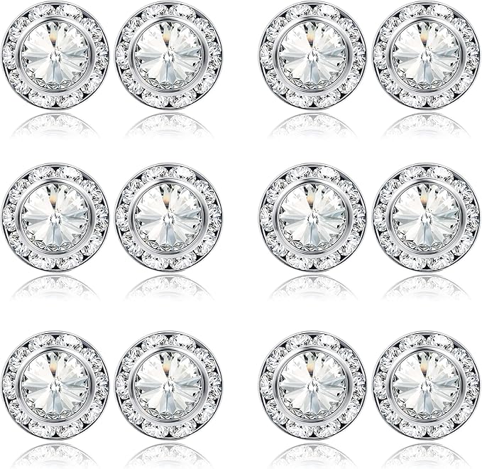 Dance Studs: BESTEEL Rhinestone Earrings with Round Acrylic Stone and Crystal Halo for Competitions, Stage Performances, Weddings, and Parties (15mm) 2 Dance Studs: BESTEEL Rhinestone Earrings with Round Acrylic Stone and Crystal Halo for Competitions, Stage Performances, Weddings, and Parties (15mm)