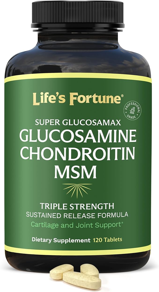 Glucosamax Triple Strength: Premium 1000 mg Glucosamine, Chondroitin, and MSM Supplement with Vitamin C for Joint Comfort and Mobility - 120 Tablets 2 Glucosamax Triple Strength: Premium 1000 mg Glucosamine, Chondroitin, and MSM Supplement with Vitamin C for Joint Comfort and Mobility - 120 Tablets