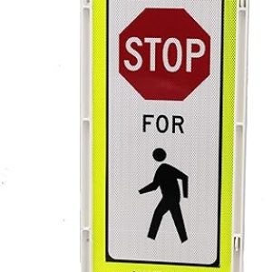 Crosswalk Sign: MUTCD Compliant Stop for Pedestrian Sign for School Zones with U-Frame & 37lb U-Base (Ships Separately)