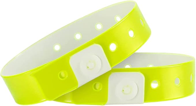 Neon Yellow Plastic Event Wristbands: 100 Pack Vinyl Wristbands for Parties by Ouchan 2 Neon Yellow Plastic Event Wristbands: 100 Pack Vinyl Wristbands for Parties by Ouchan
