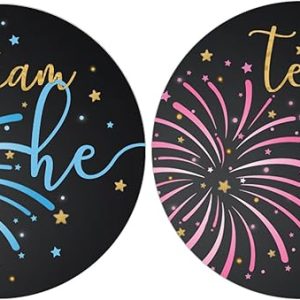 Gender Reveal Fireworks: 40 Team He or Team She Stickers for Your Little Firecracker Party Celebration