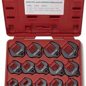 Crowfoot Wrench Set by Neiko: 14-Piece Jumbo Size Cr-Mo 1/2-Inch Drive SAE Set (1-1/16 Inch to 2 Inch)