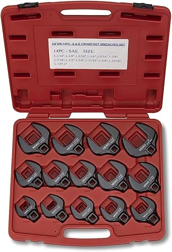 Crowfoot Wrench Set by Neiko: 14-Piece Jumbo Size Cr-Mo 1/2-Inch Drive SAE Set (1-1/16 Inch to 2 Inch) 2 Crowfoot Wrench Set by Neiko: 14-Piece Jumbo Size Cr-Mo 1/2-Inch Drive SAE Set (1-1/16 Inch to 2 Inch)