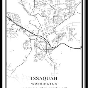 Canvas Issaquah Wall Art: Tanokcrs Unframed City Map Paintings for Modern Home Office Decor (9×11 inches)