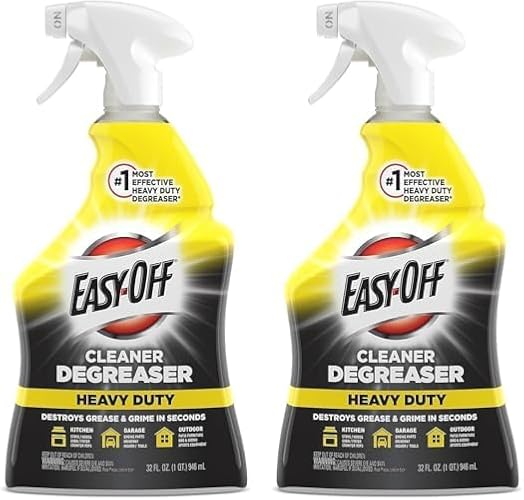 Easy Off Heavy Duty Cleaner Spray - 32 Ounce Degreaser (Pack of 2) for Tough Grease Removal. 2 Easy Off Heavy Duty Cleaner Spray - 32 Ounce Degreaser (Pack of 2) for Tough Grease Removal.