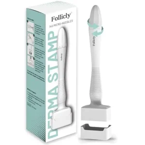 Derma Stamp: Professional Microneedling Tool with 140 Titanium Micro Needles for Hair, Beard, and Skin Care at Home for Men and Women