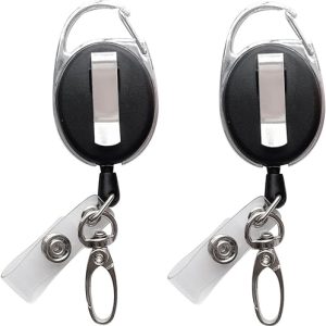 Badge Reel with Claw Clasp and Clip for ID Card Holders – Retractable 2-Pack Set