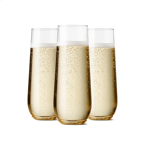 Champagne Glasses: TOSSWARE POP 9oz Unbreakable Flute - Premium Recyclable Plastic, 12 Count Pack