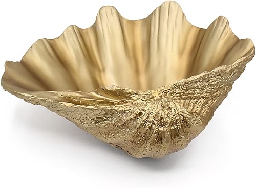 Coastal Gold Clam Shell Bowl: Resin Seashell Decor for Nautical Rooms and Beach Homes 2 Coastal Gold Clam Shell Bowl: Resin Seashell Decor for Nautical Rooms and Beach Homes