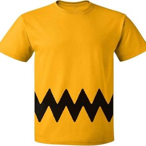 Custom Kingdom Mens Peanuts Charlie Brown Double-Sided Zig Zag Costume T-Shirt