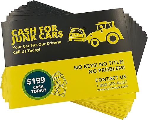 Buy Junk Cars Prank Cards - Large 5"x7" Parking Lot Windshield Jokes, Pack of 20 Funny Gifts for Practical Jokes 2 Buy Junk Cars Prank Cards - Large 5"x7" Parking Lot Windshield Jokes, Pack of 20 Funny Gifts for Practical Jokes