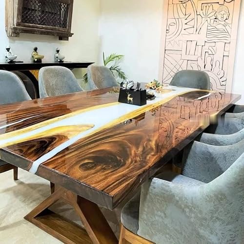 Epoxy Table: Customizable Large Resin Dining Table for 2, 4, 6, or 8 with River Design (16.5 Inches Tall, 60 x 30 Inches)