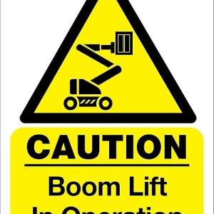 This Sign Shows When a Lift is Safe to Use: Caution Boom Lift in Operation Metal Tin Sign – 8×12 Inches Safety Warning Notice