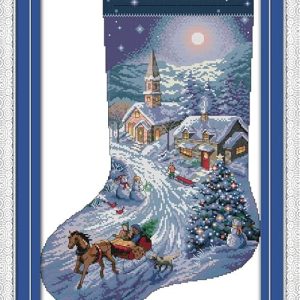 Needlepoint Stockings: Howie’s 14CT Pre-Printed Cross Stitch Kits – Complete Range of Stamped Starter Kits (Christmas Stocking 1, 14.6 x 21.7 Inches)
