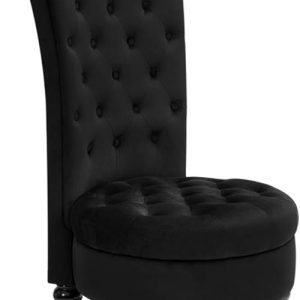 Throne Chair by AVAWING: Royal Accent Chair with Button-Tufted Design, High Back, and Spacious Seat for Living Room Use in Mysterious Black
