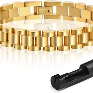 Rolex Chain: MPRAINBOW 2pcs Gold Link Bracelet Set – Stainless Steel Crystal Friendship Bangles with Adjustable Watch Band Tools