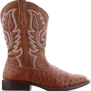 Ostrich Skin Boots: ROPER Men’s Brown and White Bumps Square Toe Mid Calf Casual Boots