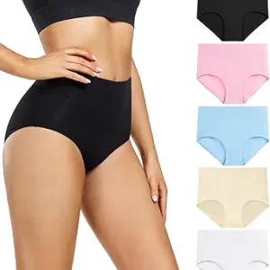 Panties Culotte by Wirarpa – Women’s High Waisted Cotton Underwear, Soft Full Coverage Briefs, 5 Pack (Regular & Plus Size)