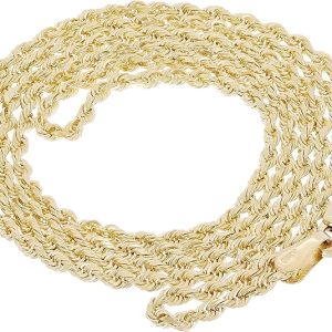 Cadena de Oro: Solid 14k Gold Rope Chain Necklace – Hypoallergenic Jewelry for Men and Women