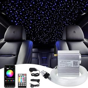 Starlight Headliner Kit: Firework Bluetooth Twinkle 10W for Car and Home Decoration, RGBW LED Fiber Optic Star Ceiling Light with APP/Remote Music Mode, 160pcs 0.03in 6.5ft