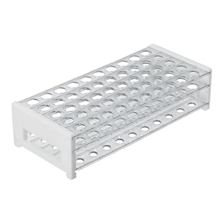 Durable Plastic Test Tube Holder for 15-18 mm Tubes, 50 Slots, 18.7mm Diameter, Detachable Design by Karter Scientific