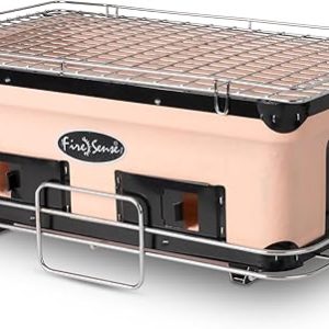 Yakitori Grill by Fire Sense: Handmade Clay Charcoal BBQ with Adjustable Vents for Outdoor Cooking
